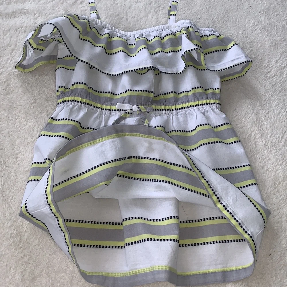 Janie and Jack Ruffle Sundress 2T White Gray Yellow Dress
